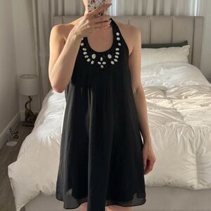 Black Vintage Y2K Halter Dress By Julie Brown, Size M